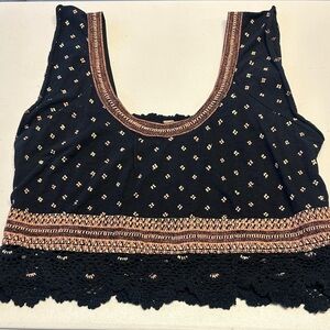 Free People Boho Embroidered Top